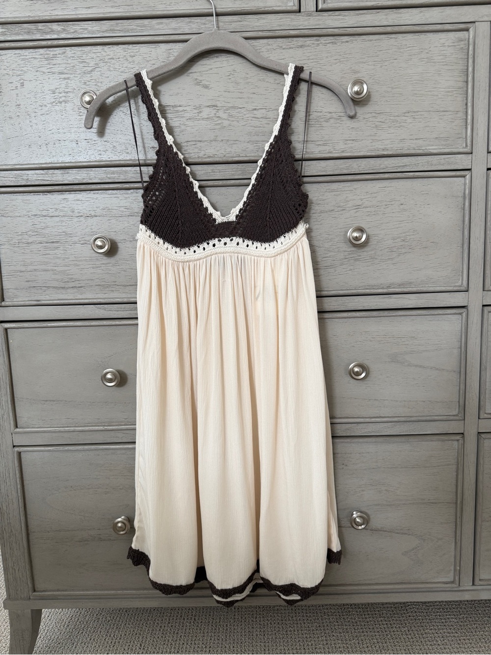 Zara Contrast Crochet Knit Dress - Size Small